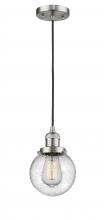  201C-SN-G204-6-LED - Beacon - 1 Light - 6 inch - Brushed Satin Nickel - Cord hung - Mini Pendant