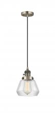  201CSW-AB-G172-LED - Fulton - 1 Light - 7 inch - Antique Brass - Cord hung - Mini Pendant