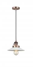  201CSW-AC-G1 - Halophane - 1 Light - 9 inch - Antique Copper - Cord hung - Mini Pendant