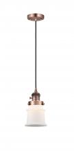  201CSW-AC-G181S - Canton - 1 Light - 5 inch - Antique Copper - Cord hung - Mini Pendant