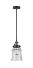  201CSW-BAB-G184-LED - Canton - 1 Light - 6 inch - Black Antique Brass - Cord hung - Mini Pendant