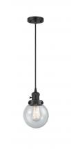  201CSW-BK-G204-6 - Beacon - 1 Light - 6 inch - Matte Black - Cord hung - Mini Pendant