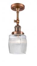  201F-AC-G302-LED - Colton - 1 Light - 6 inch - Antique Copper - Semi-Flush Mount