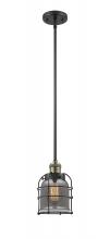  201S-BAB-G53-CE-LED - Bell Cage - 1 Light - 6 inch - Black Antique Brass - Stem Hung - Mini Pendant