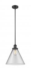  201S-BK-G42-L - Cone - 1 Light - 12 inch - Matte Black - Stem Hung - Mini Pendant