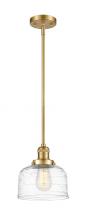  201S-SG-G713-LED - Bell - 1 Light - 8 inch - Satin Gold - Stem Hung - Mini Pendant