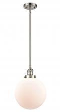  201S-SN-G201-10-LED - Beacon - 1 Light - 10 inch - Brushed Satin Nickel - Stem Hung - Mini Pendant