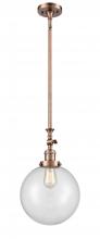  206-AC-G202-10-LED - Beacon - 1 Light - 10 inch - Antique Copper - Stem Hung - Mini Pendant