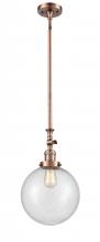  206-AC-G204-10-LED - Beacon - 1 Light - 10 inch - Antique Copper - Stem Hung - Mini Pendant