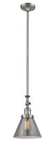  206-SN-G43 - Cone - 1 Light - 8 inch - Brushed Satin Nickel - Stem Hung - Mini Pendant