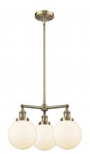  207-AB-G201-8-LED - Beacon - 3 Light - 22 inch - Antique Brass - Stem Hung - Chandelier