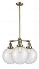  207-AB-G204-10-LED - Beacon - 3 Light - 24 inch - Antique Brass - Stem Hung - Chandelier