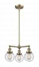  207-AB-G204-6-LED - Beacon - 3 Light - 19 inch - Antique Brass - Stem Hung - Chandelier