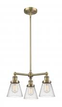  207-AB-G64-LED - Cone - 3 Light - 19 inch - Antique Brass - Stem Hung - Chandelier