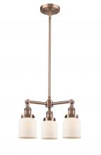  207-AC-G51-LED - Bell - 3 Light - 19 inch - Antique Copper - Stem Hung - Chandelier