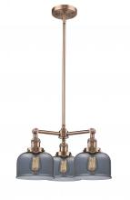  207-AC-G73 - Bell - 3 Light - 22 inch - Antique Copper - Stem Hung - Chandelier