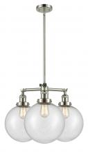  207-PN-G204-10-LED - Beacon - 3 Light - 24 inch - Polished Nickel - Stem Hung - Chandelier