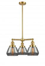  207-SG-G173-LED - Fulton - 3 Light - 22 inch - Satin Gold - Stem Hung - Chandelier