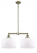  209-AB-G71-L-LED - Bell - 2 Light - 21 inch - Antique Brass - Stem Hung - Island Light