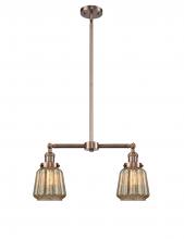  209-AC-G146-LED - Chatham - 2 Light - 21 inch - Antique Copper - Stem Hung - Island Light