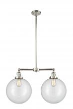  209-PN-G202-12-LED - Beacon - 2 Light - 27 inch - Polished Nickel - Stem Hung - Island Light