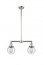  209-PN-G204-6-LED - Beacon - 2 Light - 23 inch - Polished Nickel - Stem Hung - Island Light