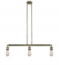  213-AB-LED - Bare Bulb - 3 Light - 38 inch - Antique Brass - Stem Hung - Island Light