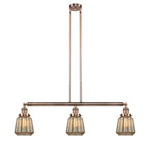  213-AC-G146-LED - Chatham - 3 Light - 39 inch - Antique Copper - Stem Hung - Island Light