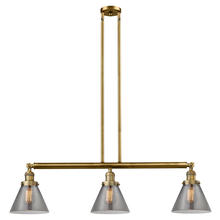  213-BB-G43 - Cone - 3 Light - 40 inch - Brushed Brass - Stem Hung - Island Light