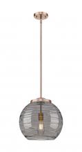  221-1S-AC-G1213-14SM - Athens Deco Swirl - 1 Light - 14 inch - Antique Copper - Stem Hung - Pendant