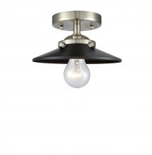  284-1C-SN-M6-BK-LED - Railroad - 1 Light - 8 inch - Brushed Satin Nickel - Semi-Flush Mount