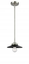  284-1S-SN-M6-BK-LED - Railroad - 1 Light - 8 inch - Brushed Satin Nickel - Cord hung - Mini Pendant