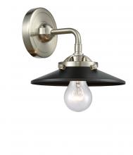  284-1W-SN-M6-BK-LED - Railroad - 1 Light - 8 inch - Brushed Satin Nickel - Sconce