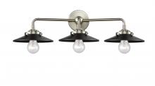  284-3W-SN-M6-BK-LED - Railroad - 3 Light - 26 inch - Brushed Satin Nickel - Bath Vanity Light