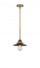  288-1S-BB-M6-BK-LED - Railroad - 1 Light - 8 inch - Brushed Brass - Cord hung - Mini Pendant