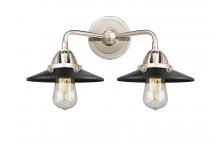  288-2W-PN-M6-BK-LED - Railroad - 2 Light - 16 inch - Polished Nickel - Bath Vanity Light