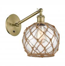  317-1W-AB-G122-8RB-LED - Farmhouse Rope - 1 Light - 8 inch - Antique Brass - Sconce