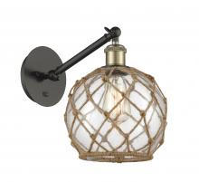  317-1W-BAB-G122-8RB-LED - Farmhouse Rope - 1 Light - 8 inch - Black Antique Brass - Sconce