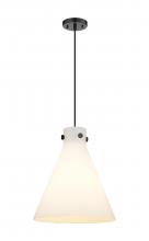  410-1PL-BK-G411-14WH - Newton Cone - 1 Light - 14 inch - Matte Black - Cord hung - Pendant