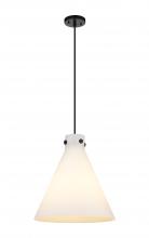  410-1PL-BK-G411-16WH - Newton Cone - 1 Light - 16 inch - Matte Black - Cord hung - Pendant