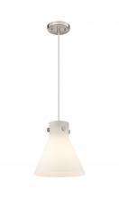  410-1PM-SN-G411-10WH - Newton Cone - 1 Light - 10 inch - Satin Nickel - Cord hung - Pendant