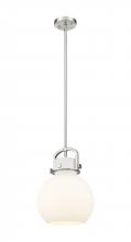  410-1SM-SN-G410-10WH - Newton Sphere - 1 Light - 10 inch - Brushed Satin Nickel - Stem Hung - Mini Pendant