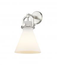  410-1W-SN-G411-8WH - Newton Cone - 1 Light - 8 inch - Satin Nickel - Sconce