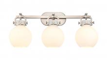  410-3W-SN-G410-7WH - Newton Sphere - 3 Light - 27 inch - Brushed Satin Nickel - Bath Vanity Light