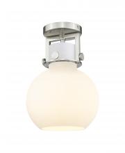  411-1F-SN-G410-8WH - Newton Sphere - 1 Light - 8 inch - Satin Nickel - Flush Mount