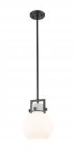  411-1SS-BK-G410-8WH - Newton Sphere - 1 Light - 8 inch - Matte Black - Mini Pendant