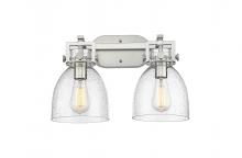  411-2W-SN-G412-7SDY - Newton Bell - 2 Light - 17 inch - Satin Nickel - Bath Vanity Light