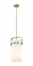  413-1SM-BB-G413-1S-8WH - Pilaster - 1 Light - 8 inch Glass - Brushed Brass - Pendant