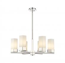  427-6CR-PN-G427-9WH - Claverack - 6 Light - 28 inch - Polished Nickel - Chandelier