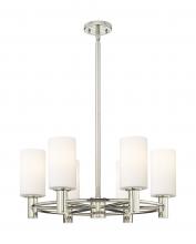  434-6CR-PN-G434-7WH - Crown Point - 6 Light - 24 inch - Polished Nickel - Chandelier